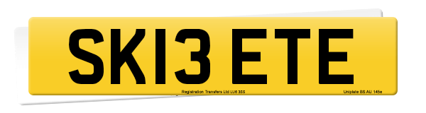 Registration number SK13 ETE